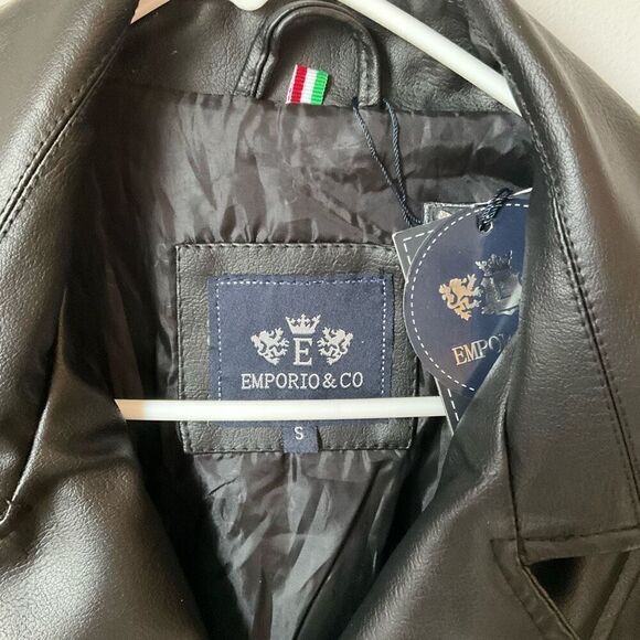 Emporio & Co Faux Leather Short Trench. Size Small. NWT. Made in Italy - Picture 14 of 16